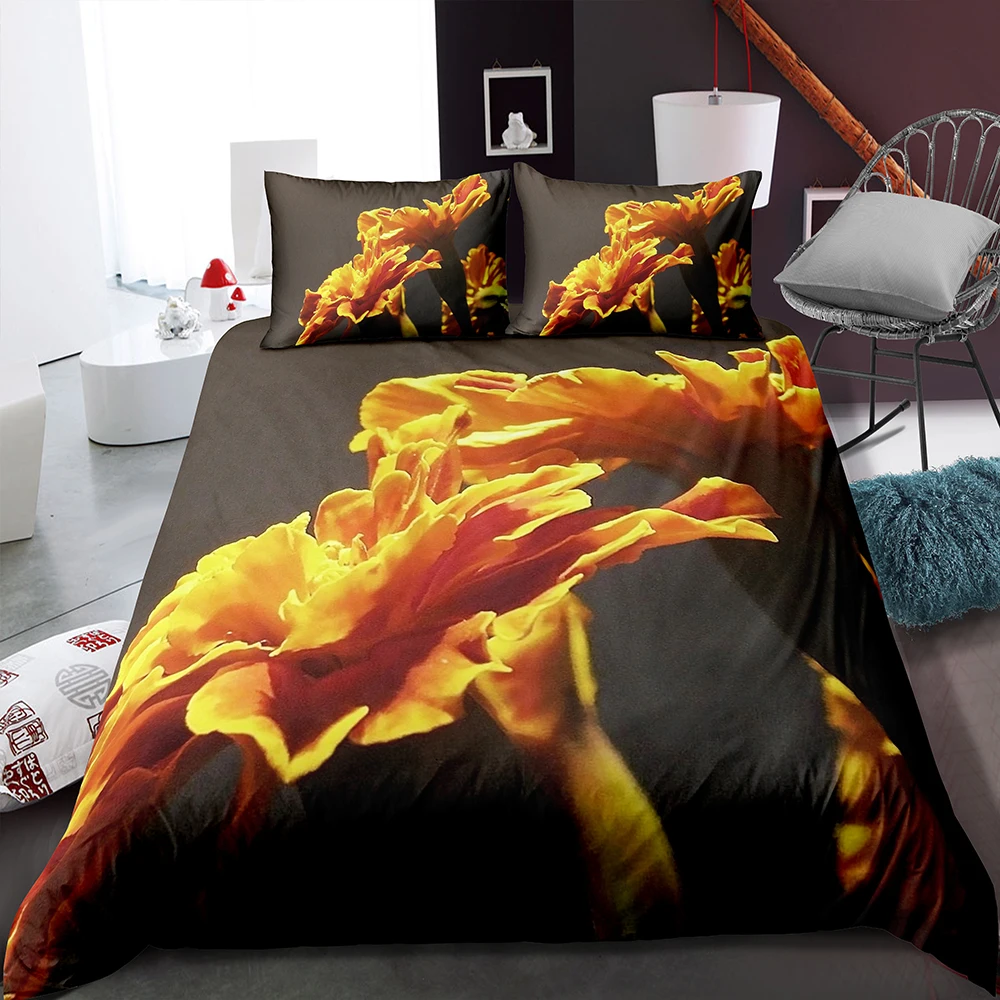 Золотисто желтый Бархатный комплект постельного белья удобный для кожи