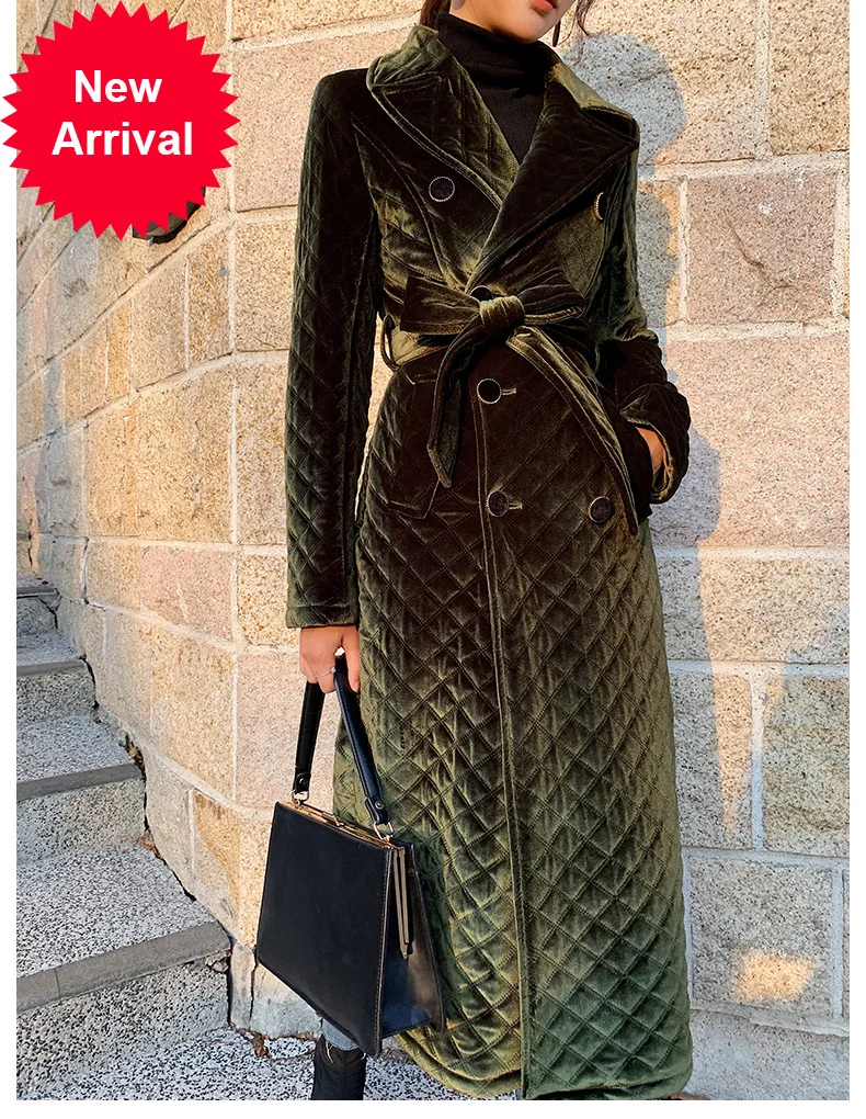 

Зеленое зимнее пальто в стиле милитари, Женская двубортная свободная одежда средней длины в Корейском стиле с хлопковой подкладкой