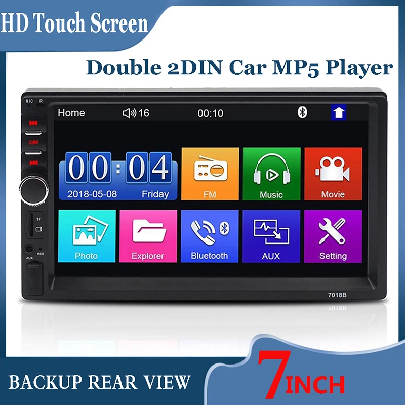 

7inch 2DIN Car MP5 Player Wireless Touch Screen Stereo Radio USB AUX Supports Android IOS System Image Connection