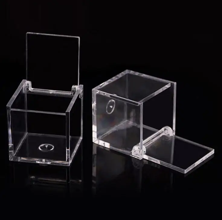 

200pcs Food Grade Clear Plastic Square Box Candy Box Flip Transparent Gift Packing Case Wedding Favor Souvenirs Wholesale