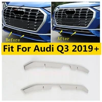 front bumper lower grilles grille grill decor strip cover trim for audi q3 2019 2022 stainless steel accessories exterior kit