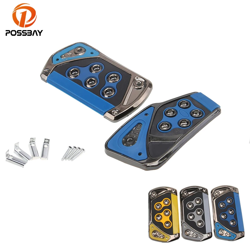

POSSBAY Nonslip Car Accelerator Yellow Blue Gray Brake Foot Pedal Cover Manual Transmission for Honda VW Audi Foot Treadle