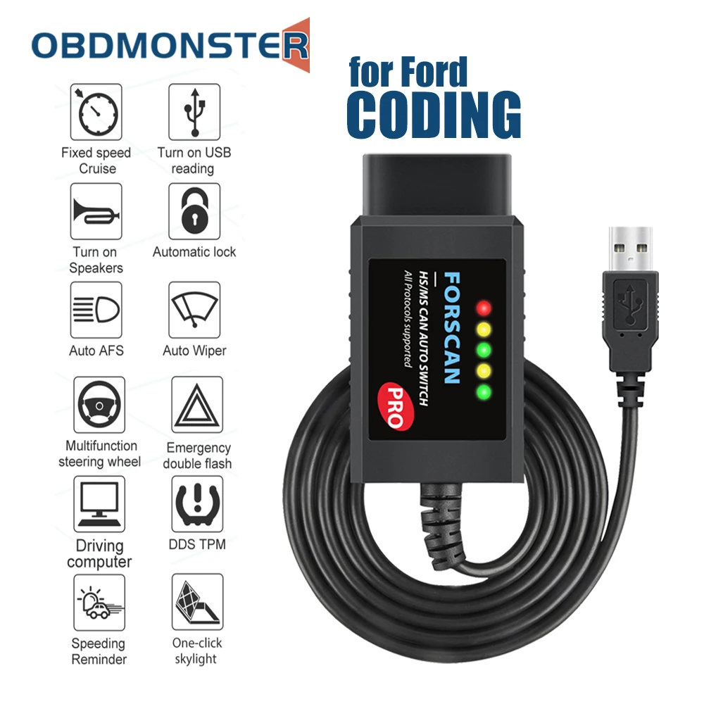 

Elm327 V1.5 USB PIC18F25K80 + CH340 for Ford coding forscan Elmconfig car diagnostic tools obd2 scanner HS CAN/MS CAN Switch