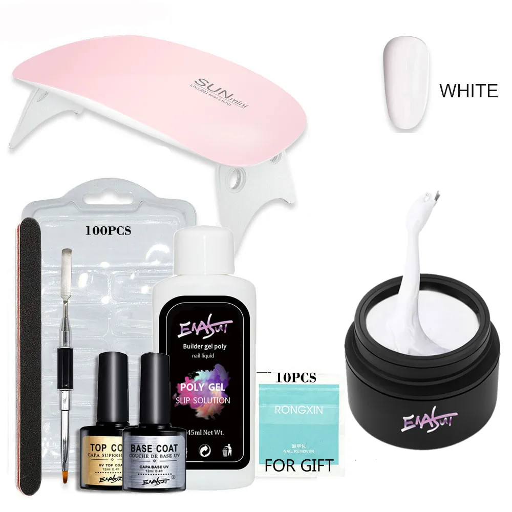 ENASUI Quick Extension Nail Gel Nail Builder Extend Gel Led Lamp 9Pcs/Kit Pink UV LED Gel Poly Polish Building Soak off Gel Kit