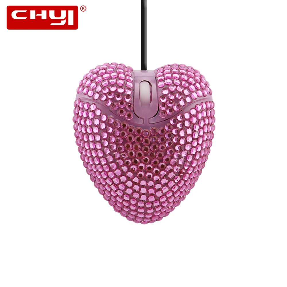 CHYI Love Heart Shaped Мини Компьютерная мышь Милая Проводная Usb оптическая ПК Mause 3d портативная девочка подарок Алмазная мышь для ноутбука Macbook