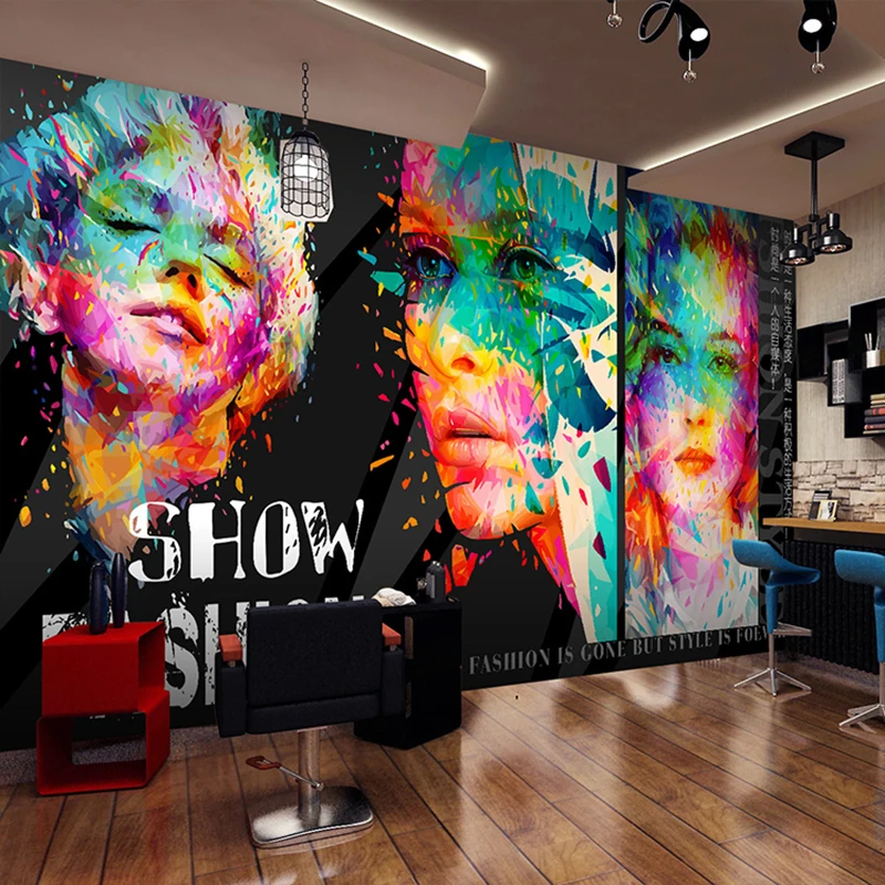 Hand painted watercolor wallpaper personalized graffiti 3D cosmetics TV background wall mural fashion beauty salon | Обустройство
