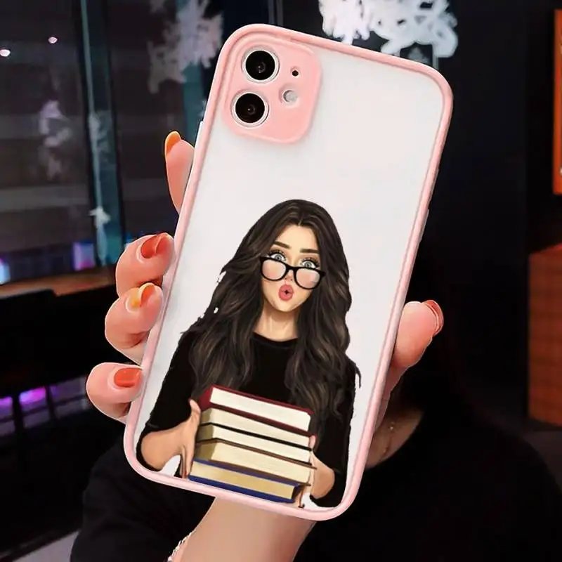 

Girl Boss Pink Women Cartoon Phone Case Matte Transparent for iPhone 7 8 11 12 s mini pro X XS XR MAX Plus cover funda