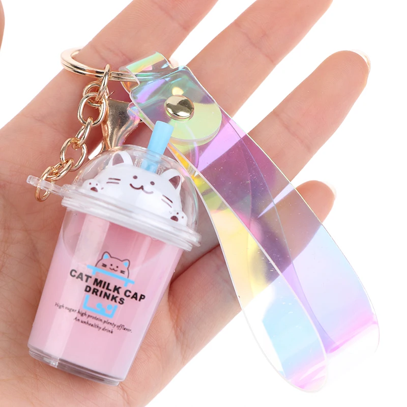Новинка брелок с мультяшным котом автомобильный мини-брелок чашкой молочного
