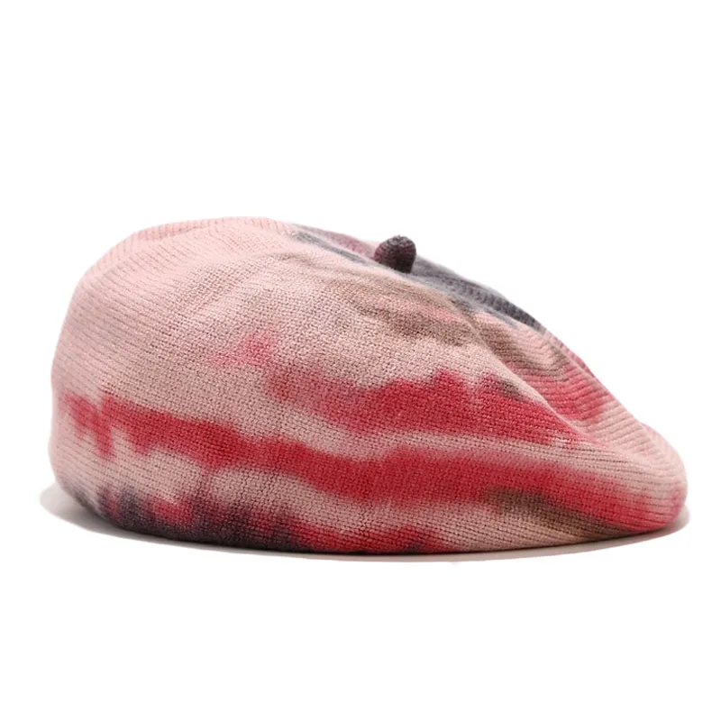 Новинка 2020 вязаный берет Ins tie-dye женский модный зимний уличный тренд теплая