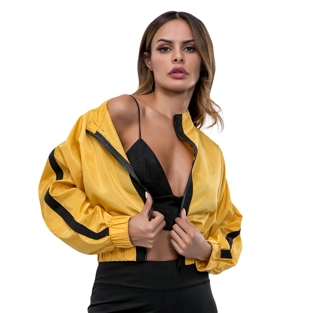 Женская разноцветная короткая куртка на молнии с карманами Стильное короткое