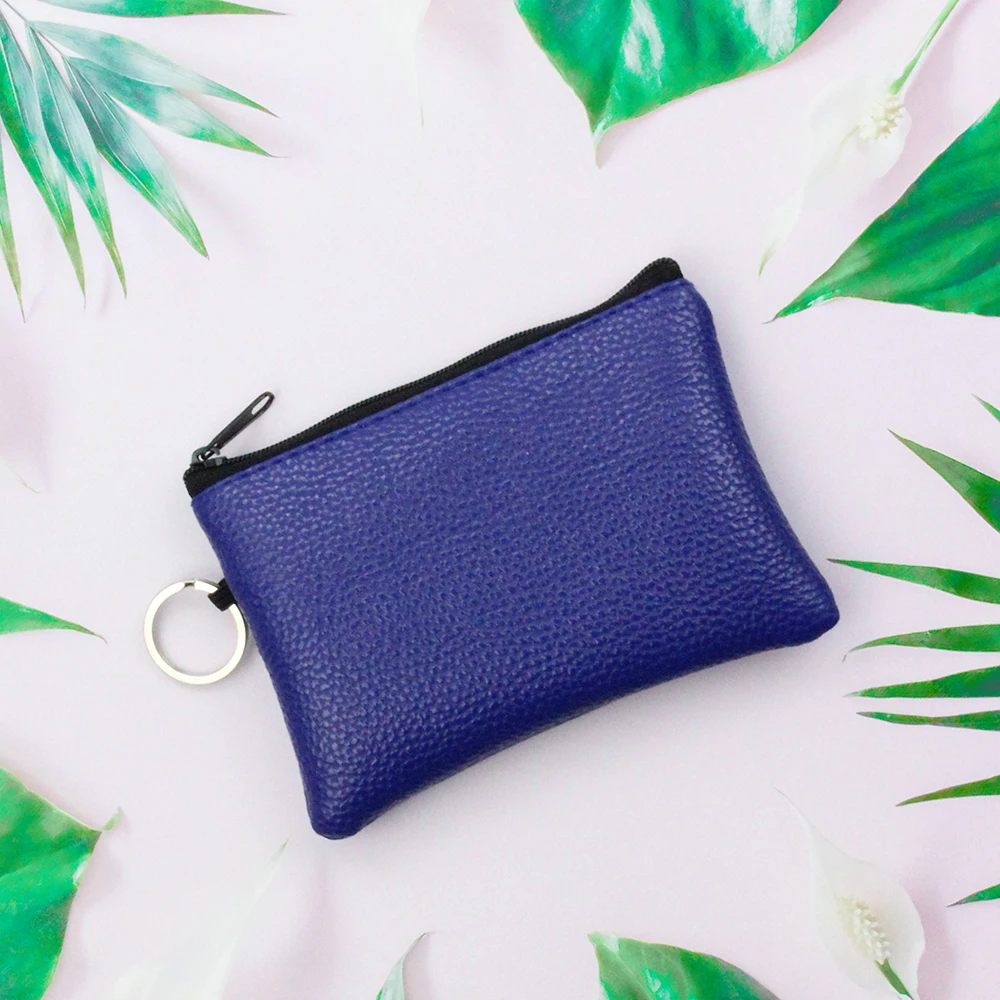 Women Men Mini Pouch Solid PU Leather Bag Small Zipper Coin Purse Card Holder Pocket Money Change Key Wallet with Ring Kids Gift | Багаж и