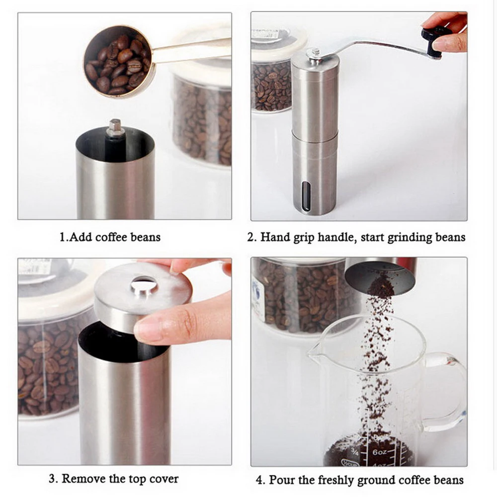 Ручная кофемолка керамическая s-образная ручная из нержавеющей стали | Бытовая