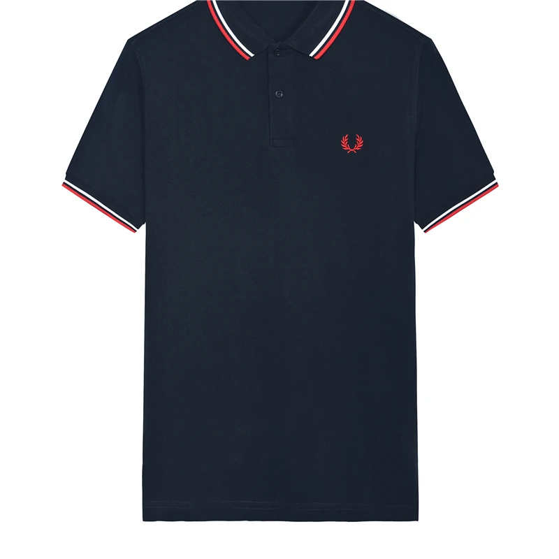 

UKFP01 High Quality Men's Embroidery Wheat Short Sleeve Polo Shirts 100% Cotton Casual Men Fashion Homme Streetwear Top