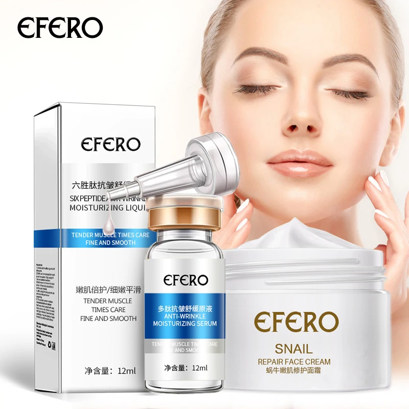 

efero Six Peptides Serum+Gold Snail Cream Moisturizing Whitening Face Cream Anti Aging Face Care Anti Wrinkle Essence