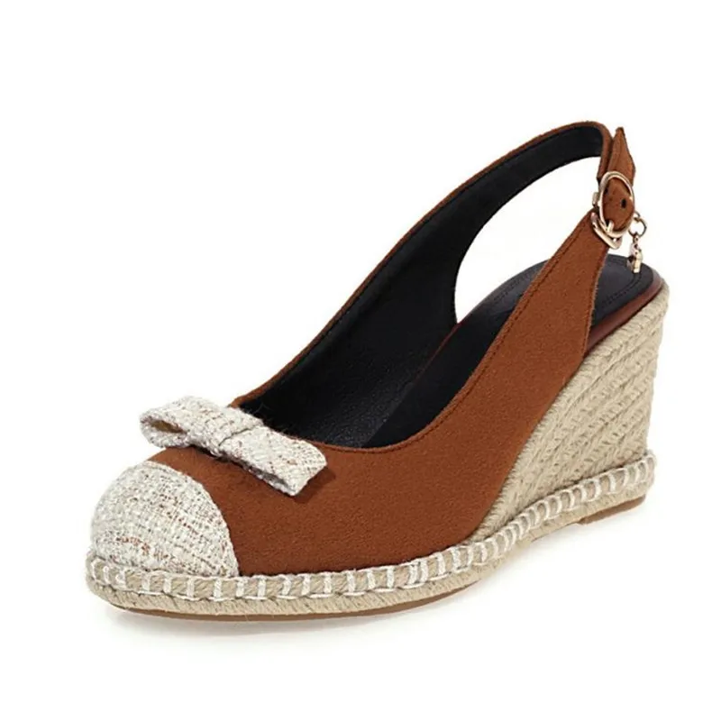 Туфли-лодочки женские на платформе винтажная обувь танкетке соломенные сандалии