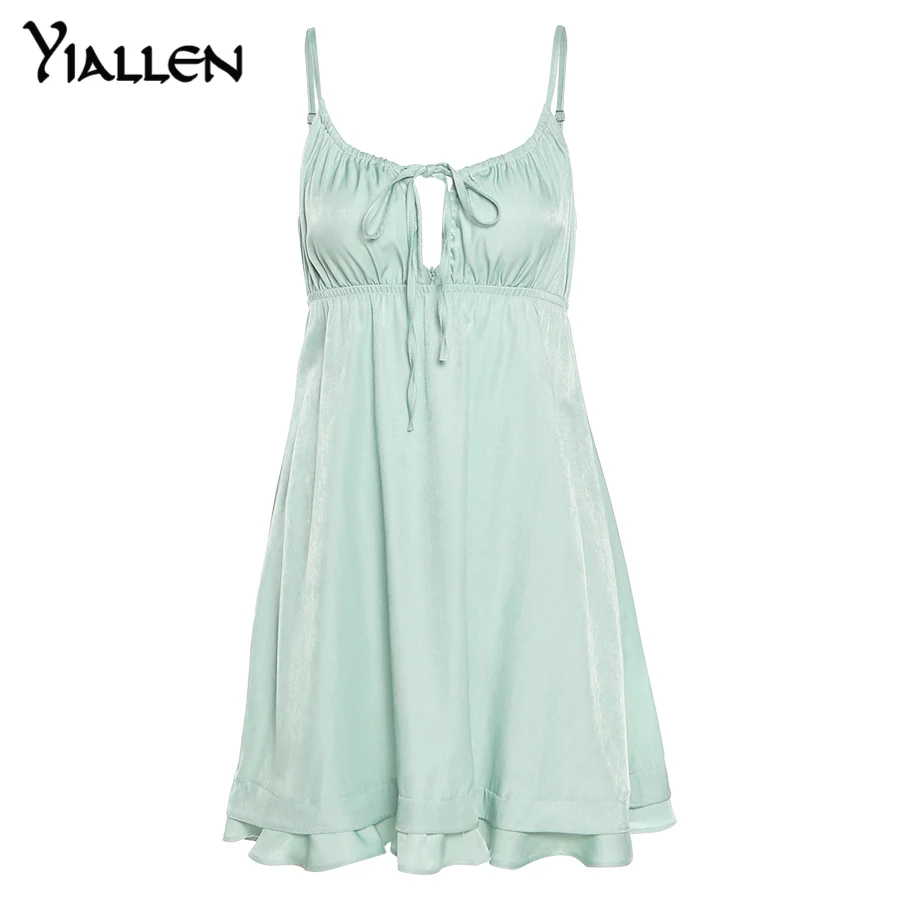 

Yiallen Summer Sexy VNeck Backless Solid A-Line Dress Women New Simple Casual Beach Vacation Club Party Female Mini Dresses