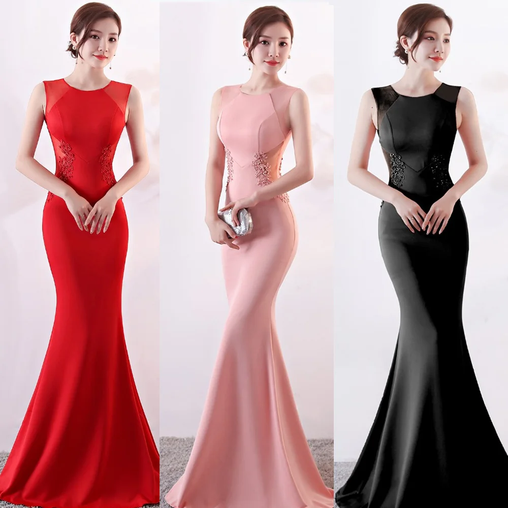 Роскошное женское сексуальное облегающее вечернее платье макси с вышивкой