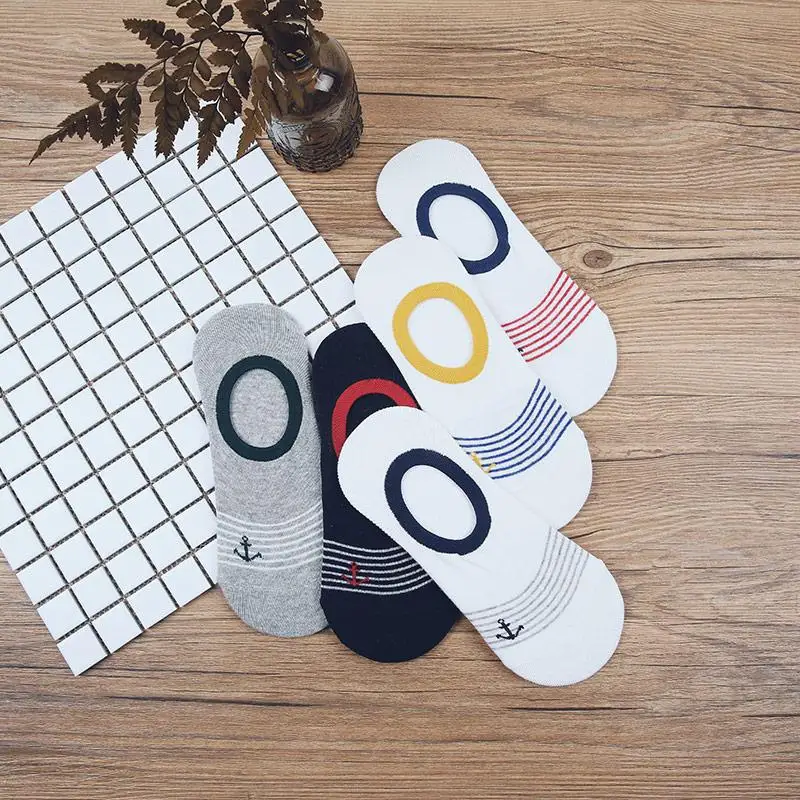 

Spring and Summer New Men's Cotton Socks Sea Anchor Pattern Fashion No-Show Socks Hidden Socks