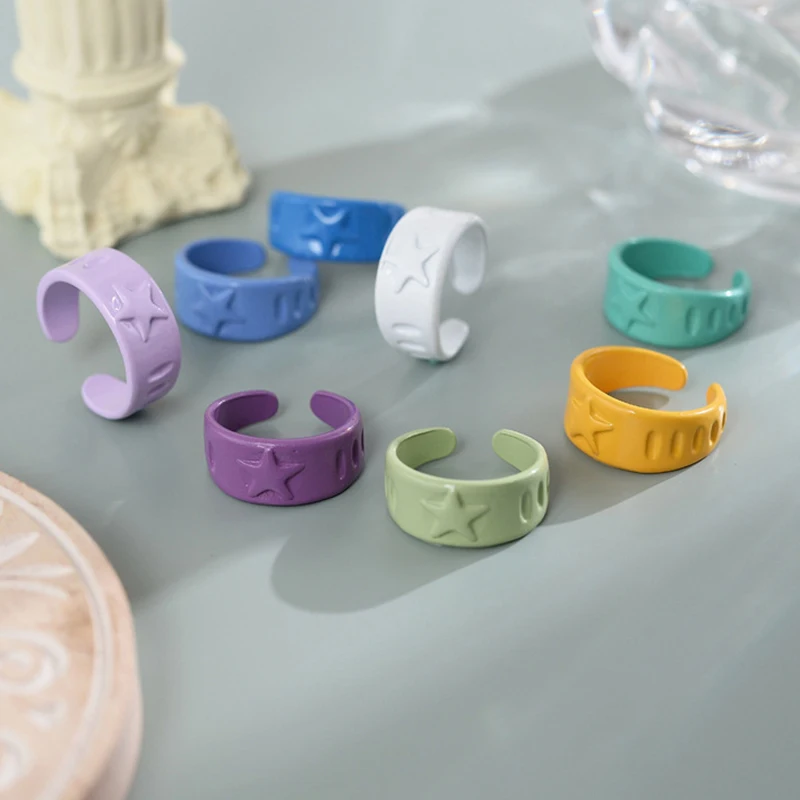 Новинка 2021 модные геометрические кольца ручной росписи конфетных цветов с