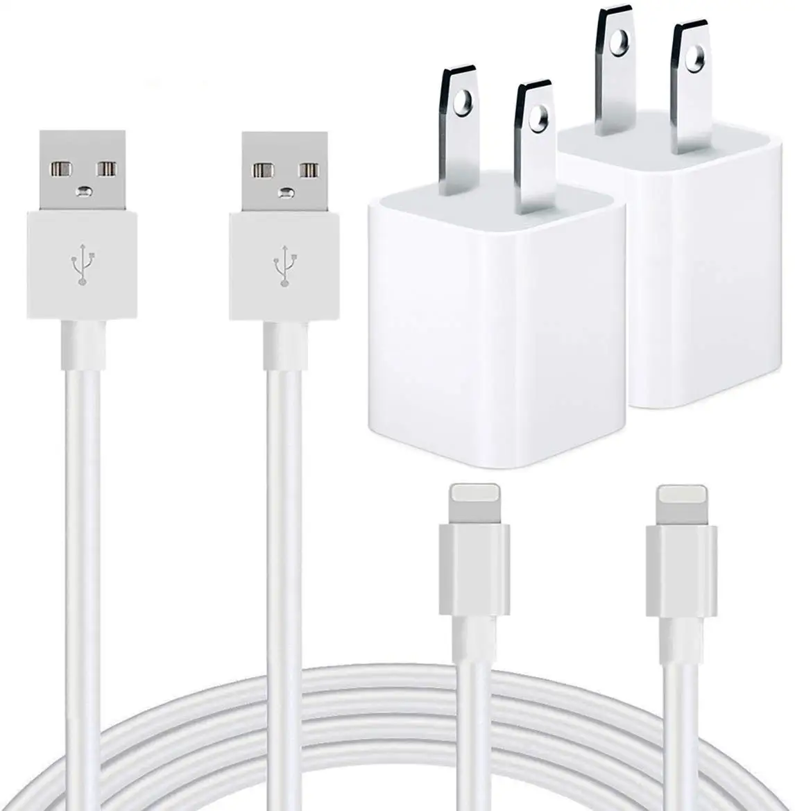 Кабель Lightning сертифицированный MFi 2 шт. в упаковке зарядный кабель и настенный USB