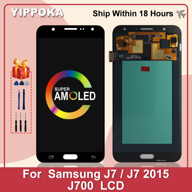 Дисплей для Samsung Galaxy J7 2015 Super AMOLED J700 J700F J700H ЖК-дисплей с сенсорным экраном