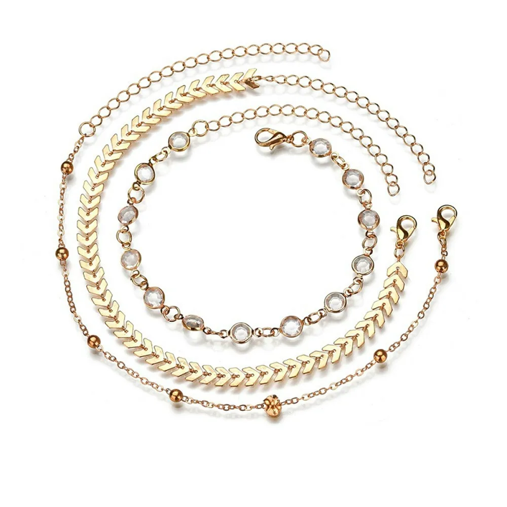 2019 новый набор ножных браслетов с кристаллами винтажный браслет ручной работы