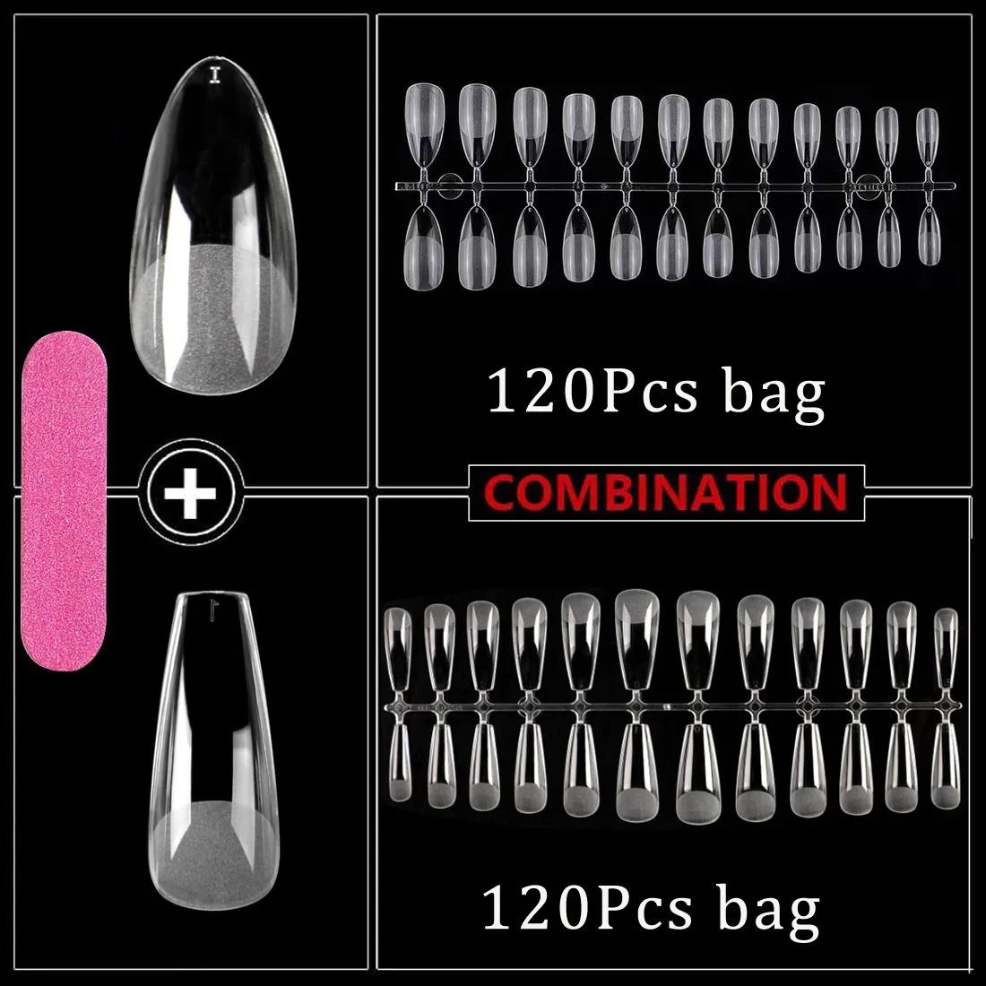 

Fake Nail Art Tips Press on Gel X False Nails Full Cover Coffin Semi-Frosted Stiletto Nail Capsule Salon Tip Accessories Tool