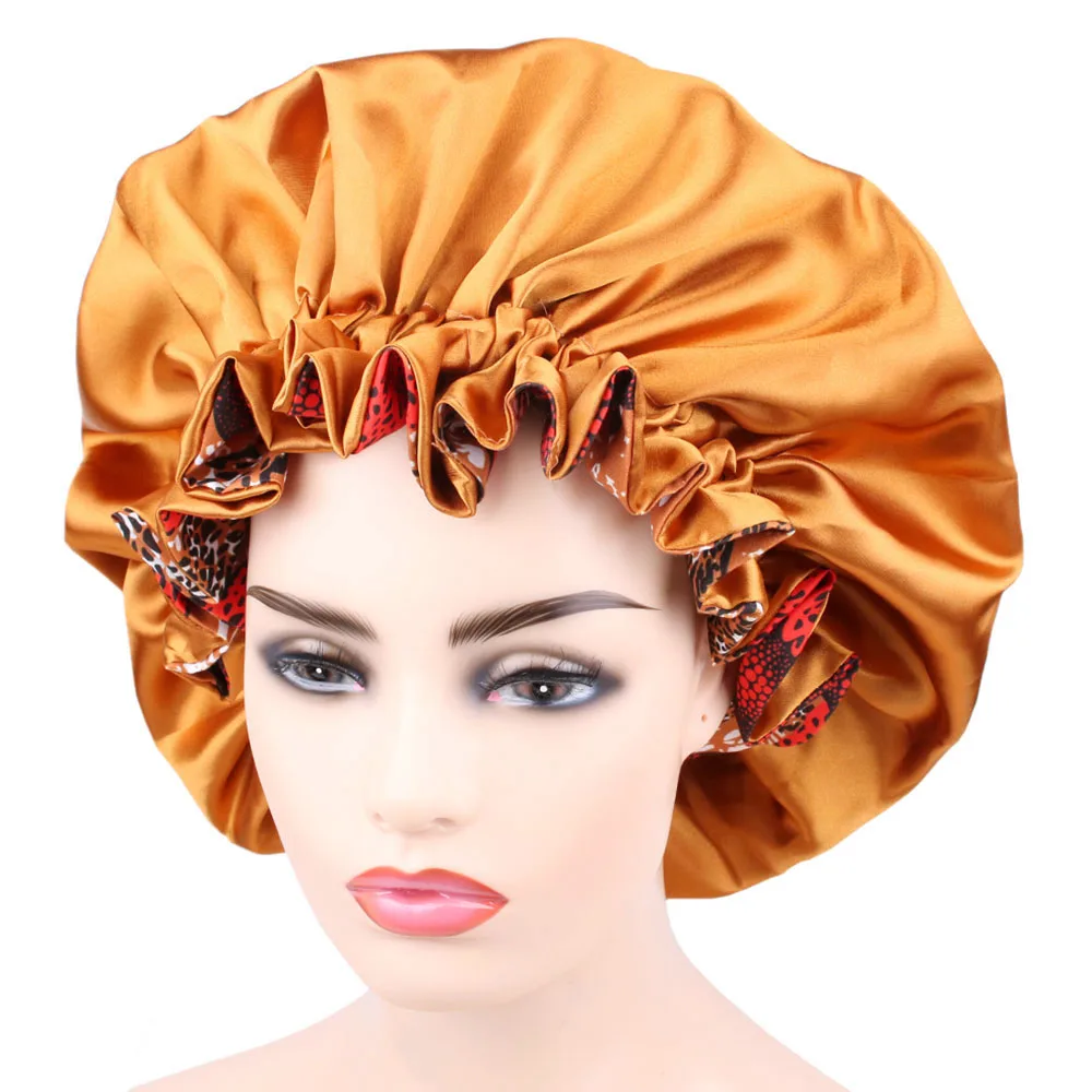 Очень большая шапочка для сна африканская ткань с принтом капот волос атласная