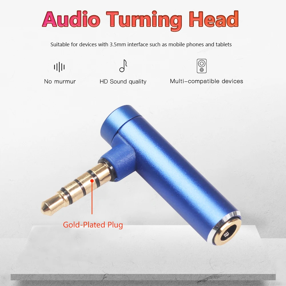 

90 Degree 3.5mm Male To Female Audio Converter Adapter L-shape Stereo Earphone Microphone Jack Cable Connector for Tablet Phone