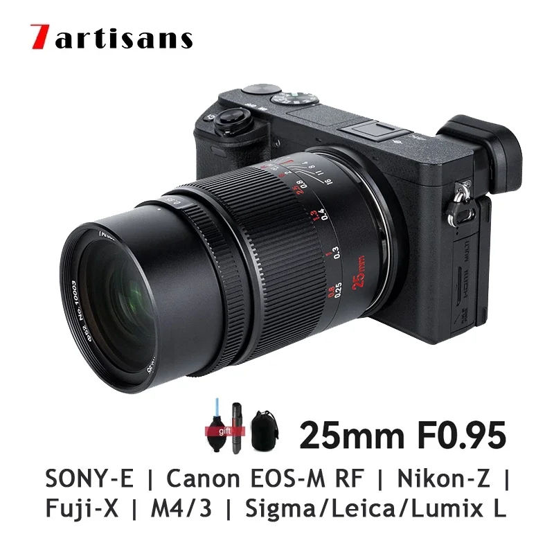 

7artisans 25mm F0.95 APS-C Lens for Canon RF EF-M Fuji FX Nikon Z Sony E M4/3 Sigma Leica Panasonic L Mount Camera Lens