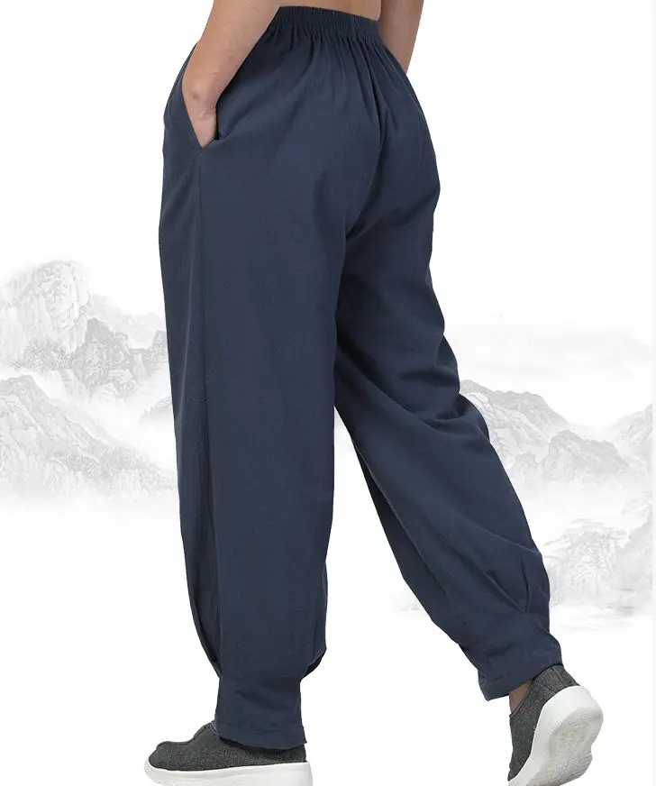 Лето и весна 100% хлопок буддизм дзен брюки Будда леи медитация шаолин монах Кунг