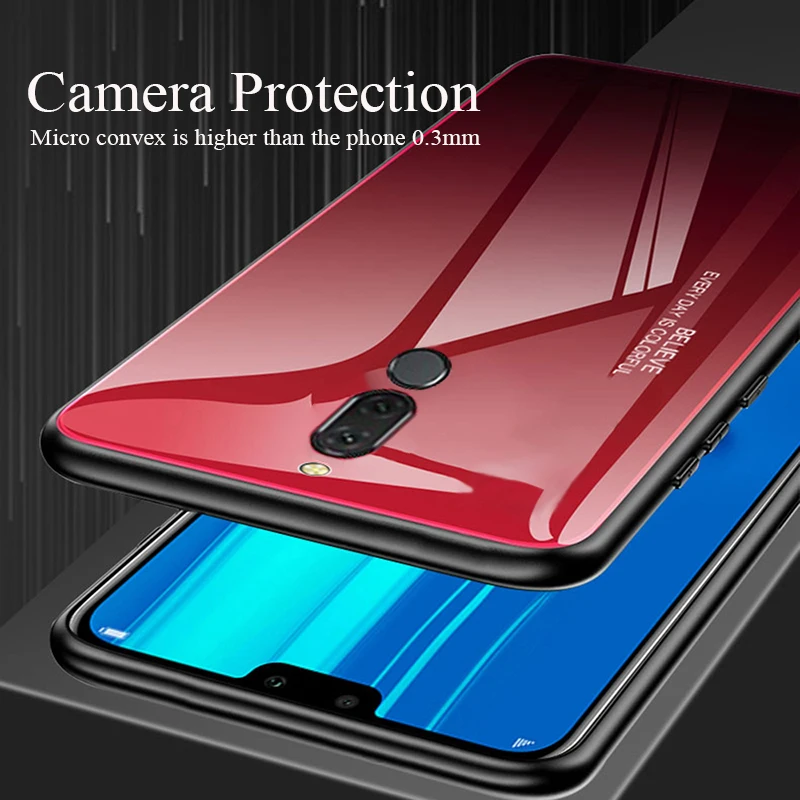 Чехол из закаленного стекла для Xiaomi Redmi 8 чехол с градиентом жесткая задняя крышка
