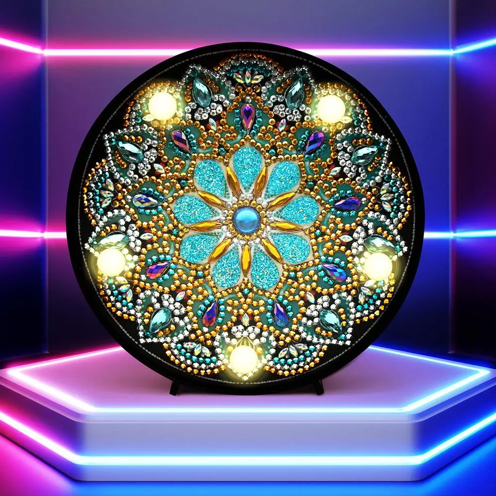 Shirliben New Comming LED Diamond Lamp Hot sale Mandala Pattern Special Shaped Painting Mosaic Rhinestone ZXD060 | Дом и сад