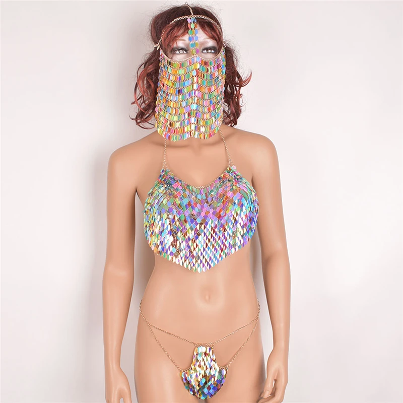 Ручная работа красочные блестящие комплекты из 3 предметов Холтер без рукавов