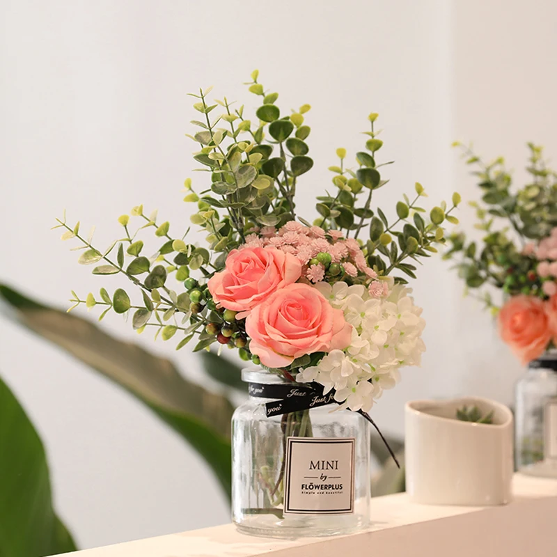 yumai Розовый пион смешанная вручая букет цветов Искусственный цветок Главная