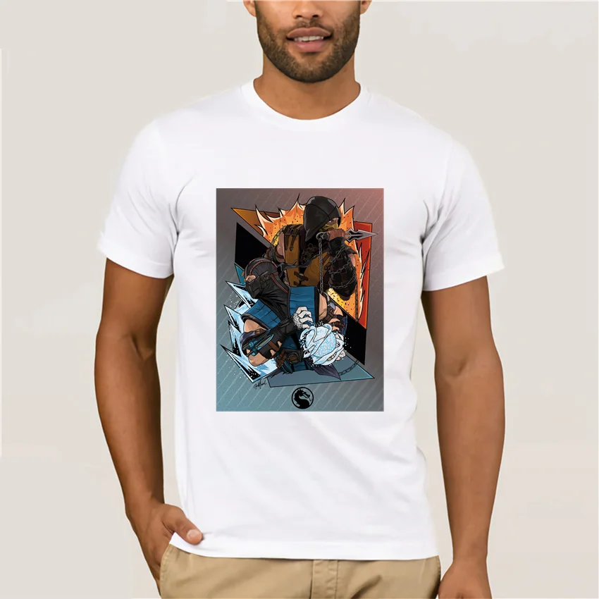 

Men's T-shirt Scorpion and Sub-zero Vintage Cotton Tee Shirt Short Sleeve Mortal Kombat T Shirt O Neck Clothes Summer