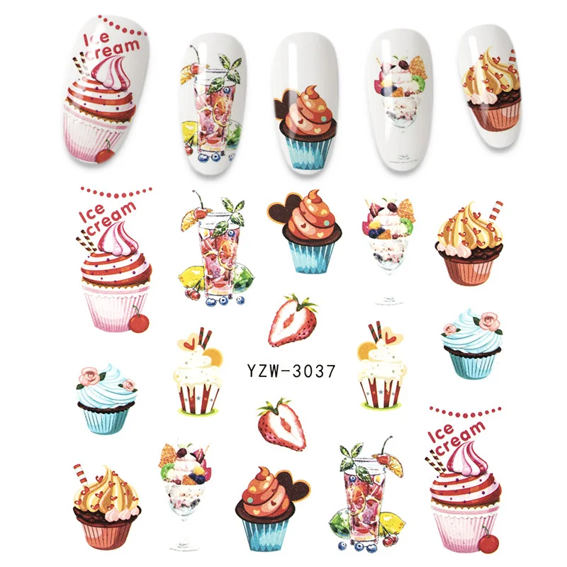1 шт. вкусный торт холодный напиток мороженое скользкий дизайн ногтей водная