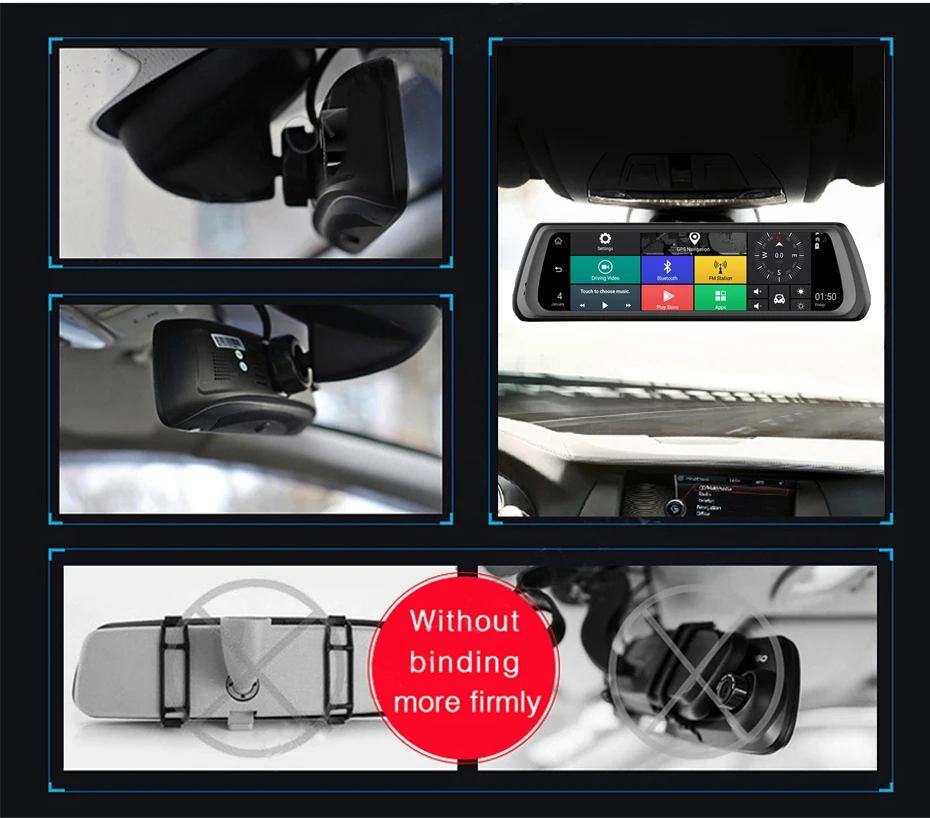 WHEXUNE 4G Автомобильный видеорегистратор Android Touch ADAS Dash Cam Автомобильное зеркало заднего вида 10 дюймов видеорегистратор двойной объектив gps навигатор рекордер WiFi