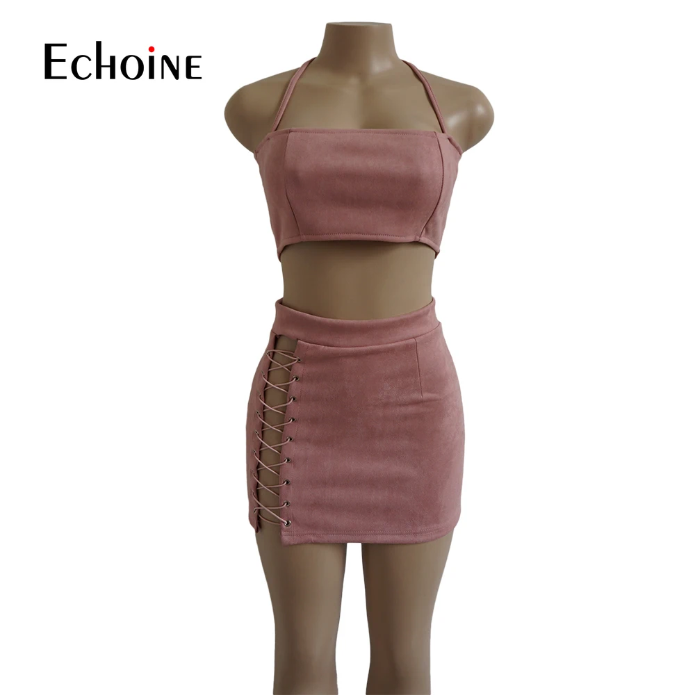 Соблазнительный облегающий модный замшевый комплект из двух предметов клубные