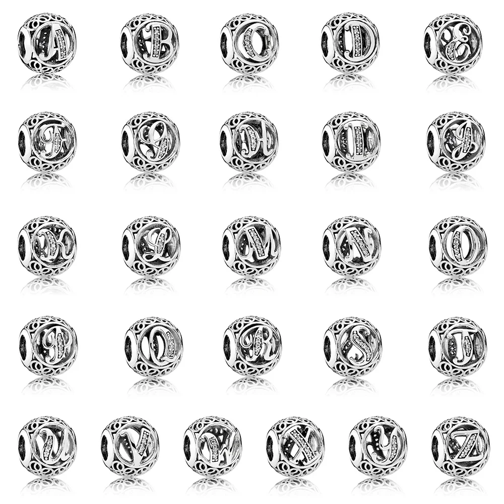 

Alphabet Letter A-Z 925 Sterling Silver Beads 26 Alphabet For Women Pandora Charm Original Bracelet