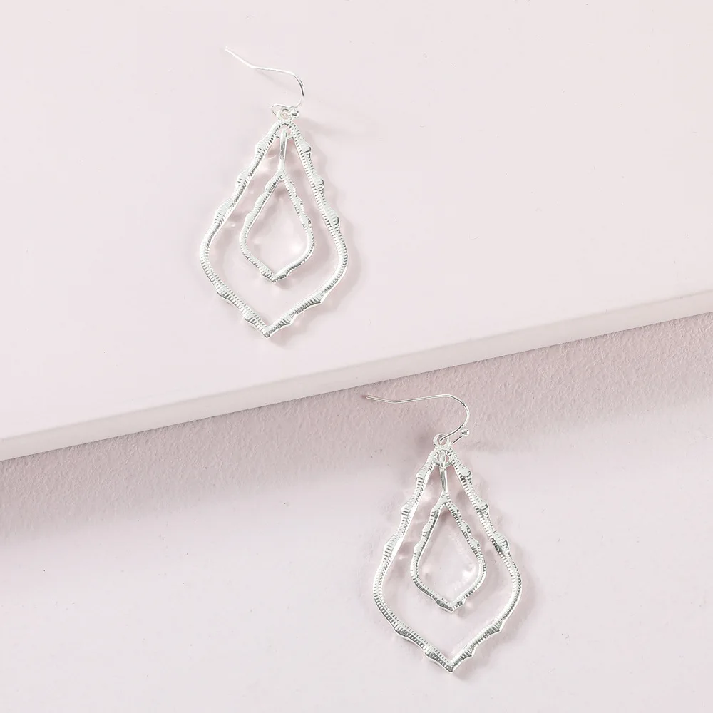 

2021 Summer Ear Jewelry Big Pear Shaped Metal Earrings New Fashion Women Hollow Drop Earrings