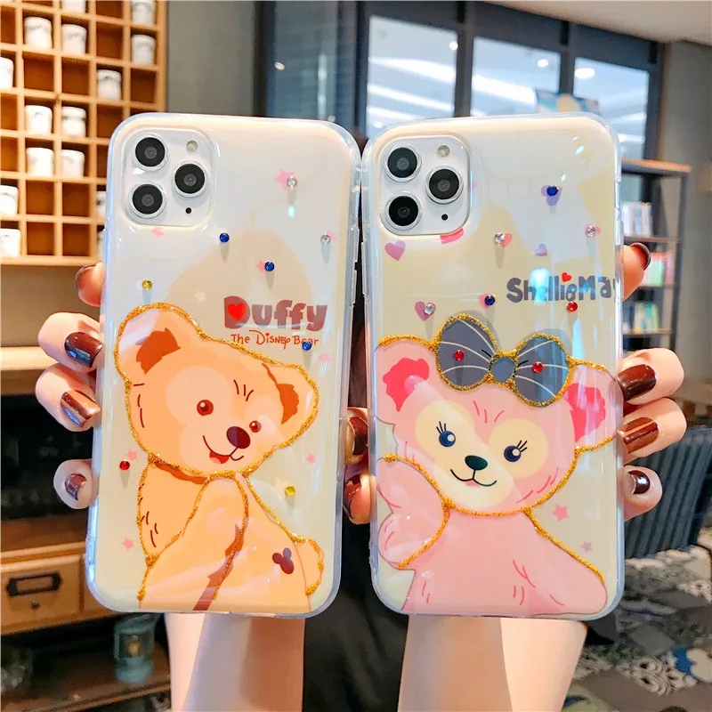 Блестящий Blu Ray эпоксидный силиконовый чехол для iPhone 6 7 8 Plus мультяшный Duffy Bear X Xs Max