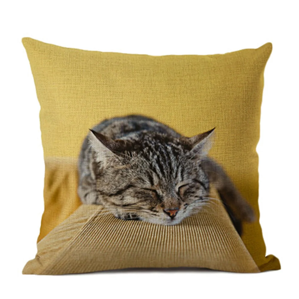 Серия животных Наволочка милая собака и кошка шаблон подушка 45x45 см льняная для