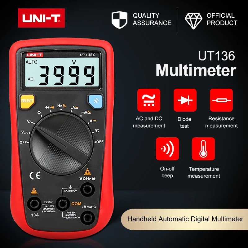 UT136A/UT136B/UT136D Карманный Автоматический цифровой мультиметр с низким энергопотреблением/техническое обслуживание оборудования