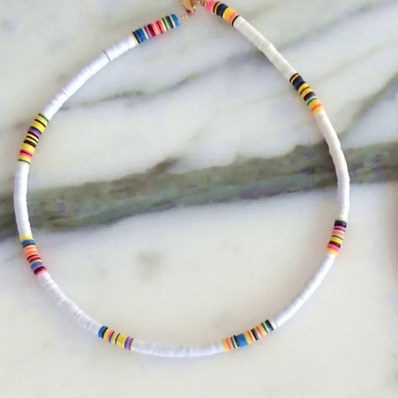 2 Богемский воротник vsco девушка lucite shell Чокеры Ожерелье bijoux femme переработанный диск Африканский виниловый бисер ожерелье для женщин HEISHI - Окраска металла: 2