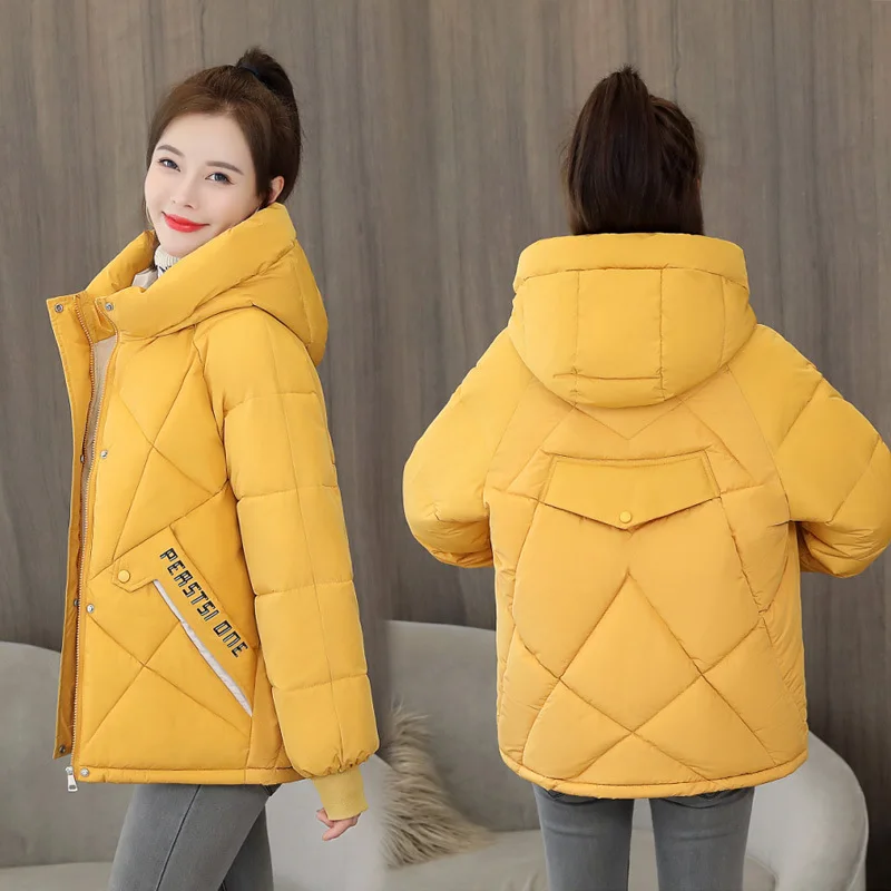 2021 New Women Winter Jacket Loose Parkas Patchwork Thickening Warm Coat Hooded Female Down Cotton-padded Short Jacket Coat