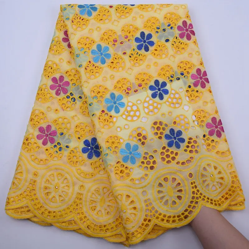 Королевский синий Чистый хлопок африканская сухая кружевная ткань вышитая