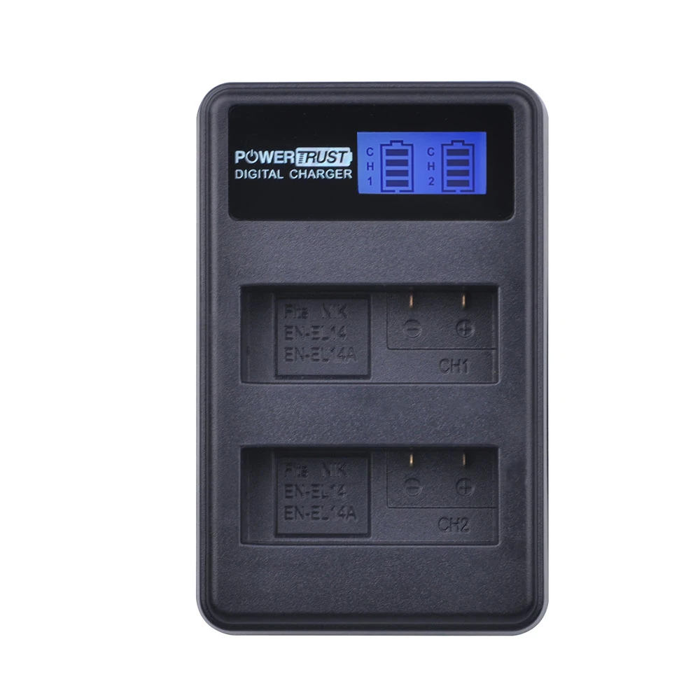 

PowerTrust 1500mAh EN-EL14 EN-EL14a Battery + LCD USB Dual Charger for Nikon D3400 D3300 D3100 D5600 D5100 D5200 D3200 P7000