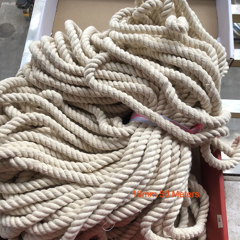 10mm x 50m 1/2/3/4/5/6/8/10 мм Диаметр прочный бежевая хлопковая веревка скрученный шнур из керамического волокна Craft макраме Строка DIY домашний текстиль завязывания нить Много Размеры - Цвет: 10mm x 50m