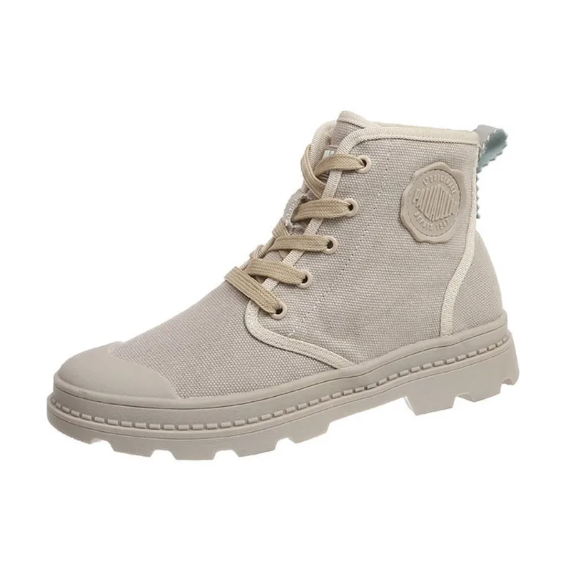 

High Top Canvas Shoes Women Platform sneakers Flat 2019 Autumn Lace-up Flats Woman Fashion Sneakers Ladies Casual Shoe A5-53